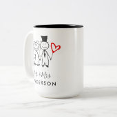 Cute Mr en Mrs. Married Couple Tweekleurige Koffiemok (Voorkant links)