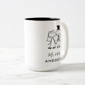 Cute Mr en Mrs. Married Couple Tweekleurige Koffiemok (Voorkant rechts)