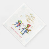 Cute Mr en Mrs Penguins Merry-kerstscript Servet (Hoek)