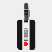 Cute Mr. en Mrs. reisend bagagelabels met rood har (Voorkant verticaal)