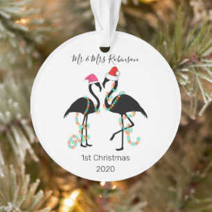 Cute Mr & Mrs.   Flamingo   Eerste kerstboom Ornament