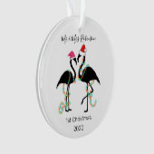 Cute Mr & Mrs. | Flamingo | Eerste kerstboom Ornament (voorkant)