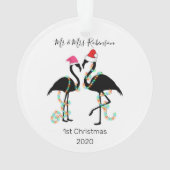 Cute Mr & Mrs. | Flamingo | Eerste kerstboom Ornament (achterkant)