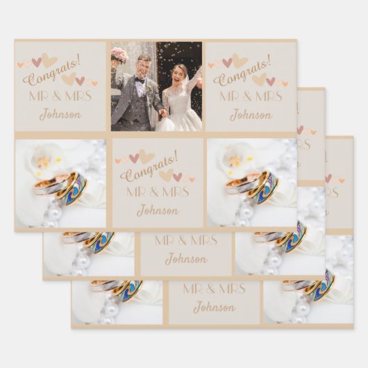 Cute Mr & Mrs Wedding Congrats Inpakpapier Vel (Set)