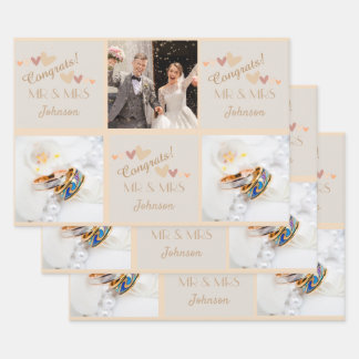 Cute Mr & Mrs Wedding Congrats Inpakpapier Vel