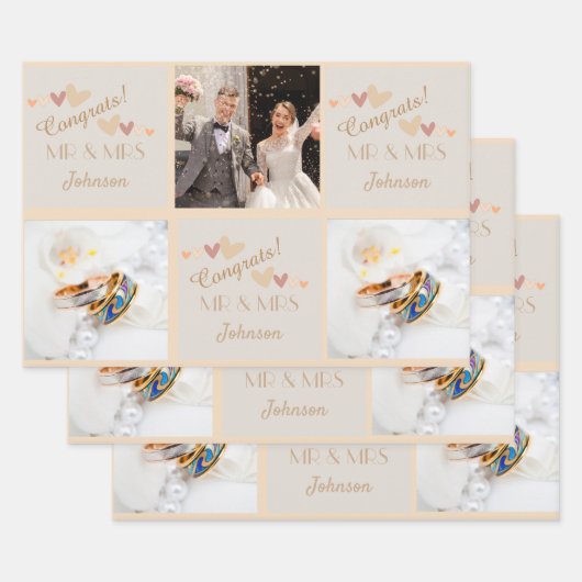 Cute Mr & Mrs Wedding Congrats Inpakpapier Vel (Set)