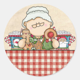 Cute Mrs Claus & Cookies kerstenvelop zegels