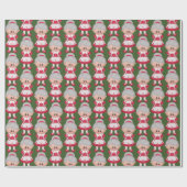 Cute Mrs Claus Kerstmis Holiday betuttelde party w Cadeaupapier (Vlak)