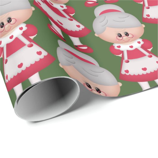 Cute Mrs Claus Kerstmis Holiday betuttelde party w Cadeaupapier (Rol Hoek)