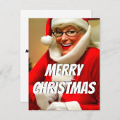 Cute Mrs Santa Merry-kerstbericht Feestdagenkaart (Voorkant / Achterkant)
