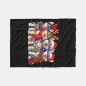 Cute Msky Christmas Dogs With Lights Long Sleeve  Fleece Deken (Voorkant (Horizontaal))