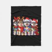 Cute Msky Christmas Dogs With Lights Long Sleeve  Fleece Deken (Voorkant)