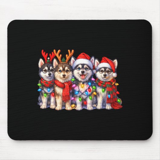 Cute Msky Christmas Dogs With Lights Long Sleeve  Muismat (Voorkant)