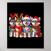 Cute Msky Christmas Dogs With Lights Long Sleeve  Poster (Voorkant)