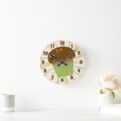 Cute Muffin Time Cartoon Breakfast Mascot Ronde Klok (Huis)