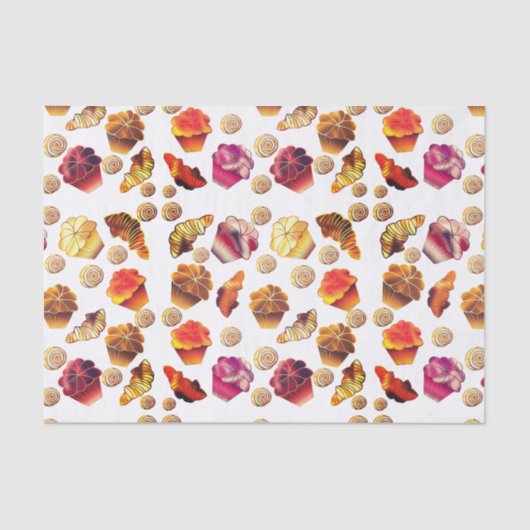 Cute Muffins, Croissants en Cinnamon Rolls Tissuepapier (Voorkant)