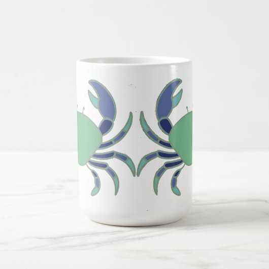 Cute mug with blue and green crab design koffiemok (Center)