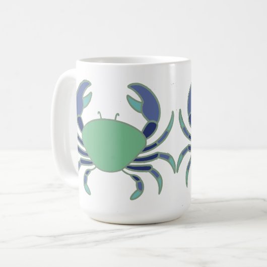 Cute mug with blue and green crab design koffiemok (Voorkant links)