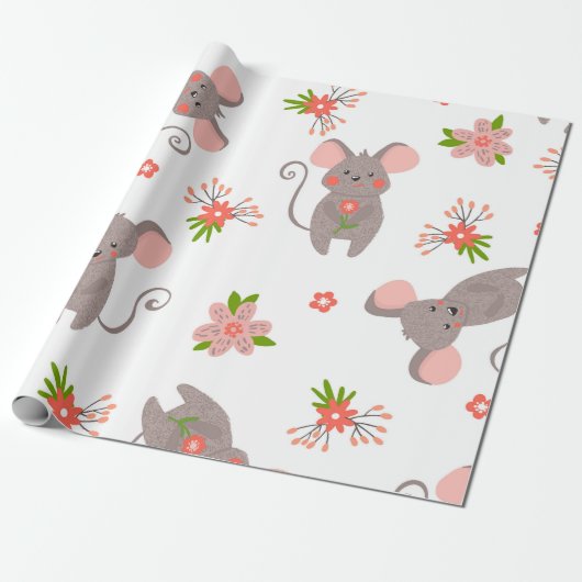 Cute muis cadeaupapier (Uitgerold)