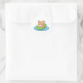 Cute Muis in een Blad Boot Ronde Sticker (Tas)