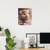 Cute Muis in een kopje zoete traktaties gepersonal Poster (Thuiskantoor)