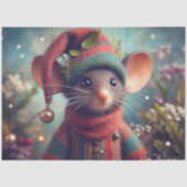 Cute Muis In Kerst Elf Hoed Decoupage Tissuepapier (Voorkant)