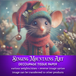 Cute Muis In Kerst Elf Hoed Decoupage Tissuepapier