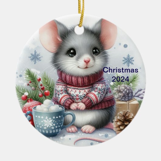 Cute Muis Kerst Ornament (Voorkant)