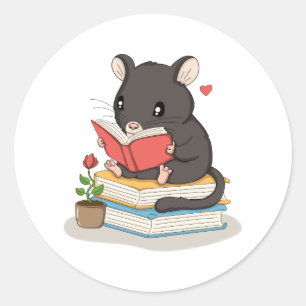 Cute Muis Leest - Boekliefhebber Sticker