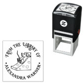 Cute Muis op Zwitserse Kaas Glijbaan Bibliotheek B Zelfinktende Stempel (In situ)