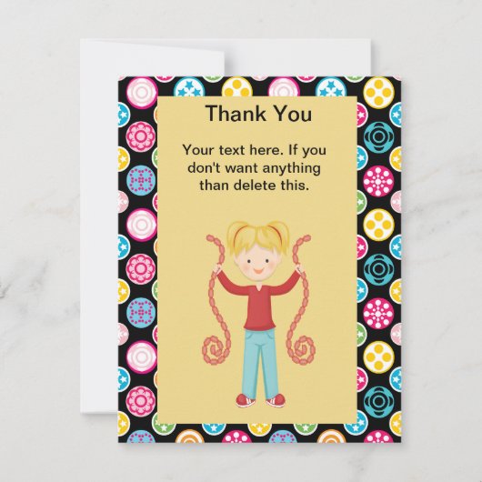 Cute, Multi Color, Arcade 2 Birthday GirlDankuwel Bedankkaart (Voorkant)