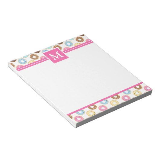 Cute Multi Color Iced Donumonogram Notitieblok (Schuin)