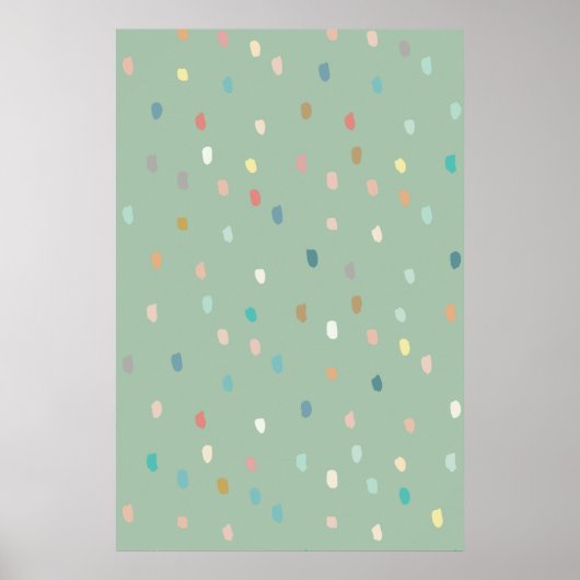 Cute Multicolor Dotty Pattern on Sage Green Poster (Voorkant)