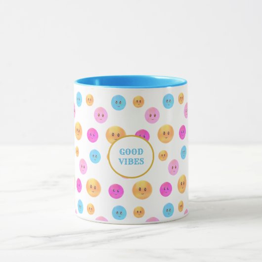 Cute Multicolored Happy Facks Mok (Midden)