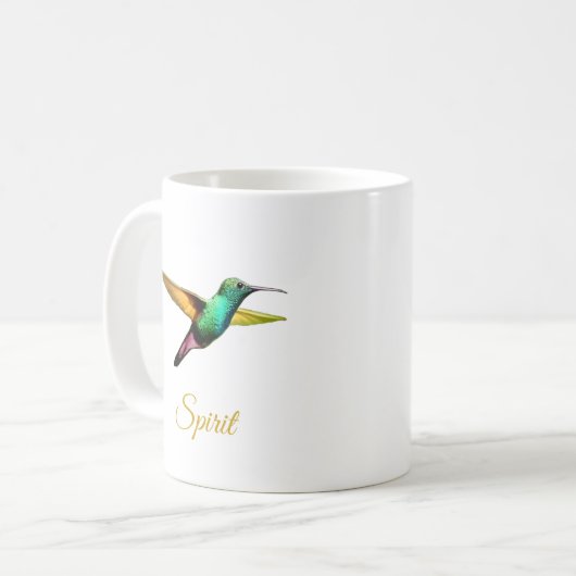 Cute multicolored hummingbird & calligraphy koffiemok (Voorkant links)