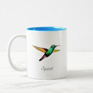 Cute multicolored hummingbird & calligraphy tweekleurige koffiemok