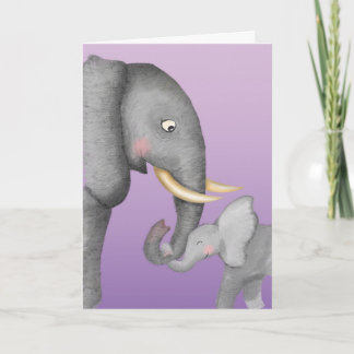 Cute mum and baby elephant Mothering Sunday card Kaart