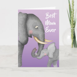 Cute mum and baby elephant Mother's Day card Kaart