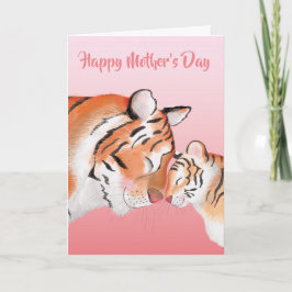 Cute mum and baby tiger Mother's Day card Kaart
