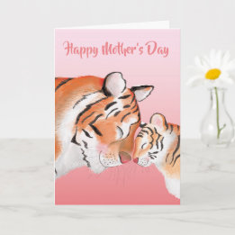 Cute mum and baby tiger Mother's Day card Kaart
