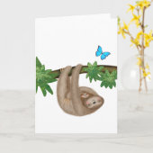 Cute mum & baby sloth blanco kaart (Gele Bloem)