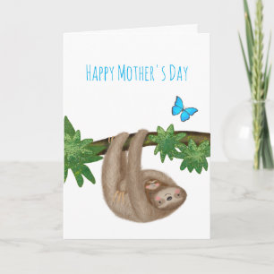 Cute mum & baby sloth-Moederdag Kaart