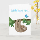 Cute mum & baby sloth Mothering Sunday card Kaart (Gele Bloem)
