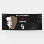 Cute Mummy Coffin Girl Halloween Birthday Party Spandoek (Horizontaal)