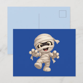 Cute Mummy Halloween Cartoon Illustration Feestdagenkaart