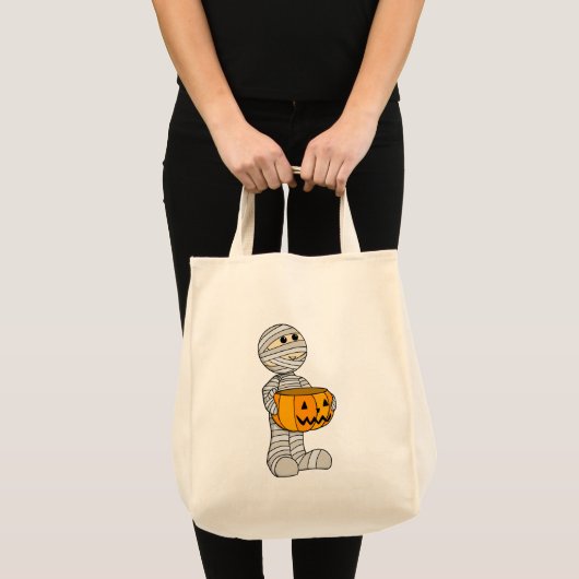 Cute Mummy with Jack-o-Lantern Tote Bag (Voorkant (product))