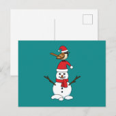 Cute Mus op Sneeuwman Feestdagenkaart (Voorkant / Achterkant)