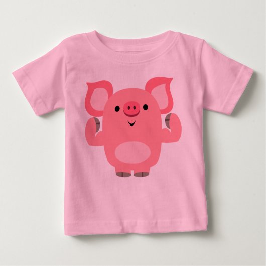 Cute Muscled Cartoon Pig Baby T-Shirt (Voorkant)