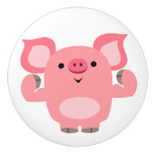 Cute Muscled Cartoon Pig Keramische Knop (Voorkant)
