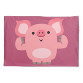 Cute Muscled Cartoon Pig Kussensloop (Achterkant)